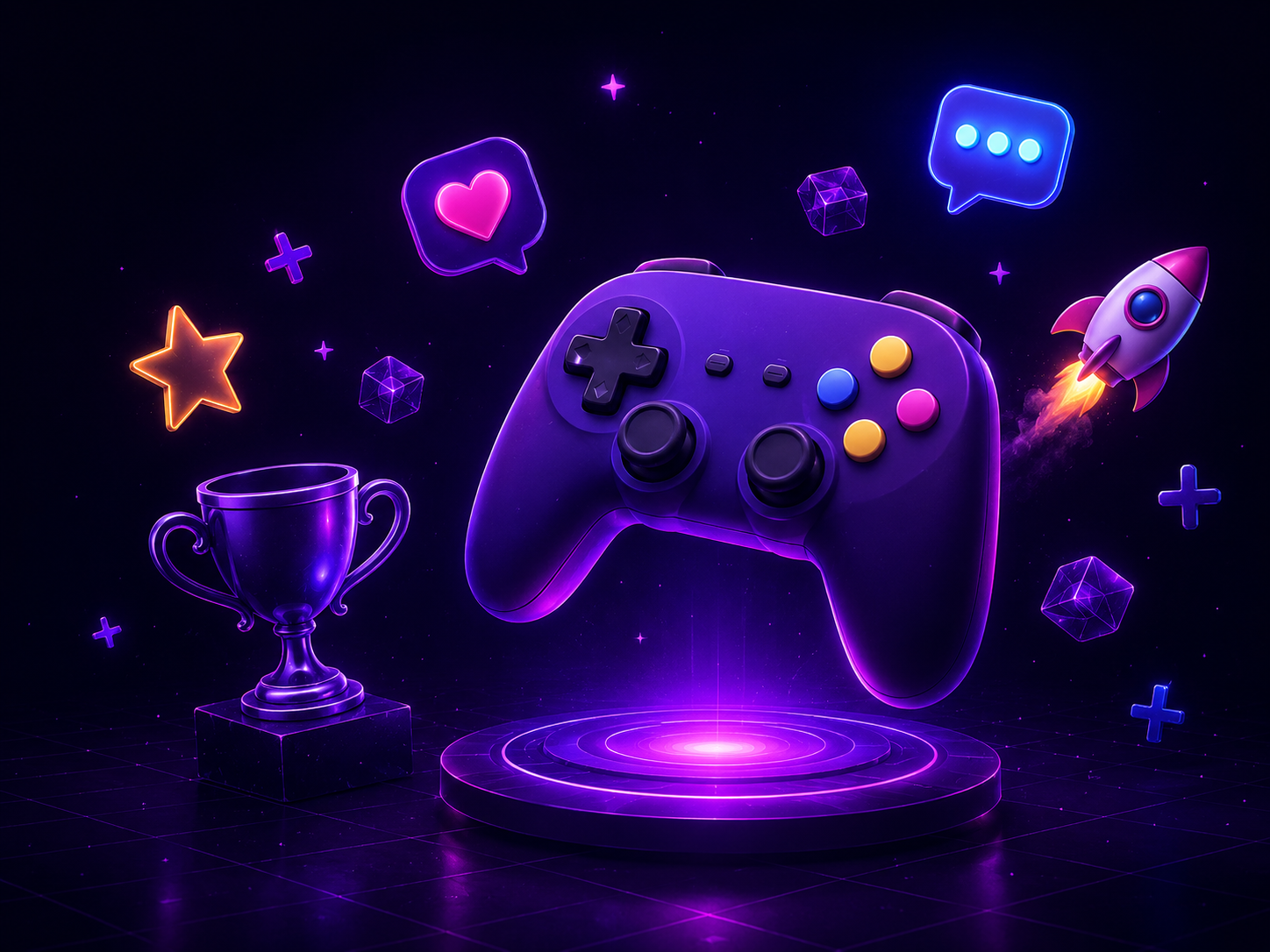 Colorful gaming controller with icons