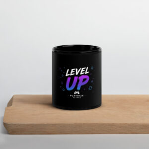 Level up your daily routine with the Level Up Gamer Mug from PlayRize Studios. Featuring a sleek black glossy finish and neon gaming design, this coffee mug is perfect for gamers, streamers, and esports fans. Great for coffee, tea, or gaming desk setups.