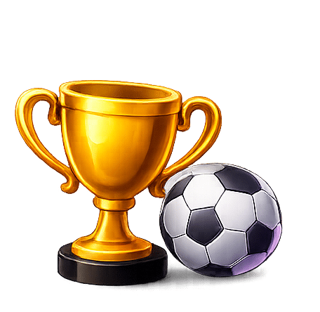 Gold trophy and soccer ball