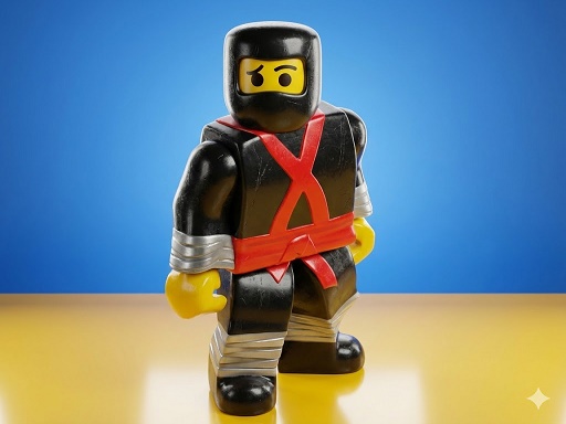 Toy ninja figure with red accents