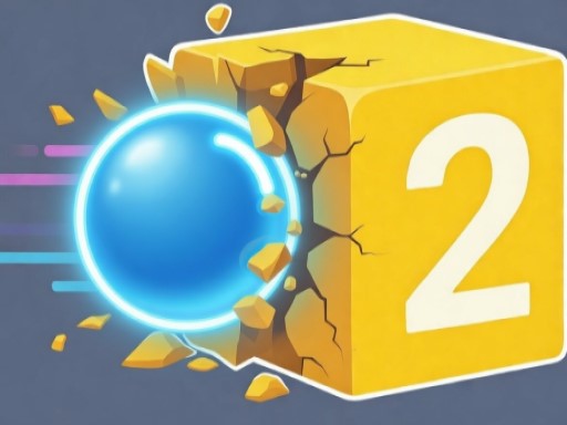 Blue ball hitting a yellow cube