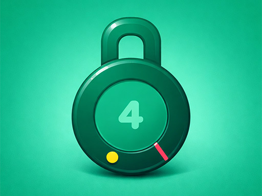 Green padlock with number four