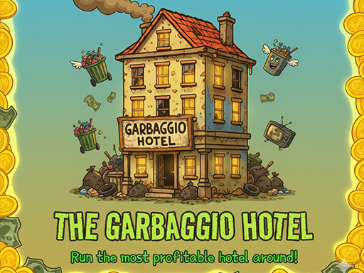 Cartoon hotel with garbage theme.