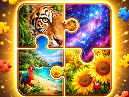 Colorful puzzle with nature and space